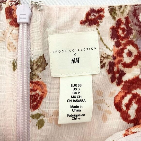 BROCK COLLECTION X H&M WHITE BURGUNDY FLORAL BUSTIER MINI DRESS - S - Picture 7 of 10